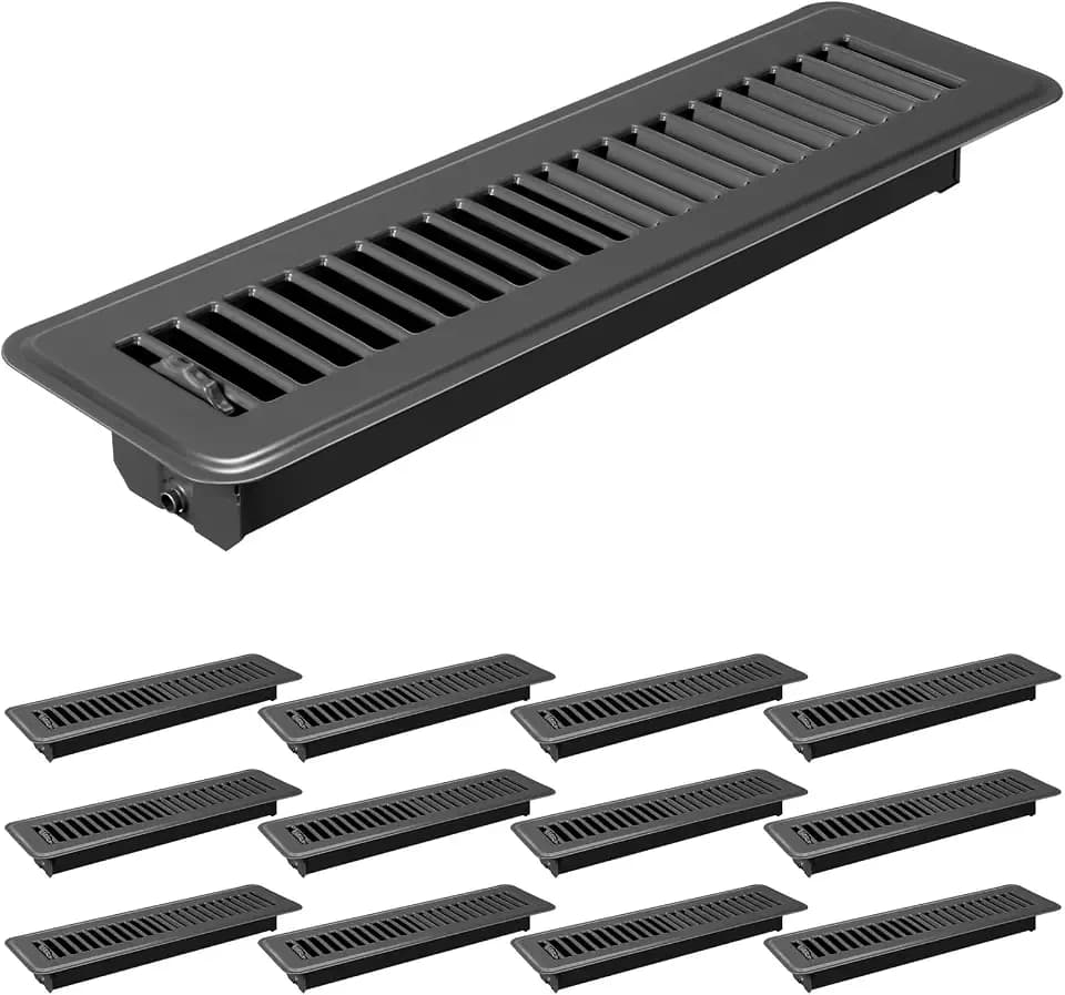 Tandefio 12 Pcs 2" x 12" Floor Register Vent Covers Metal Heavy Duty,Gray
