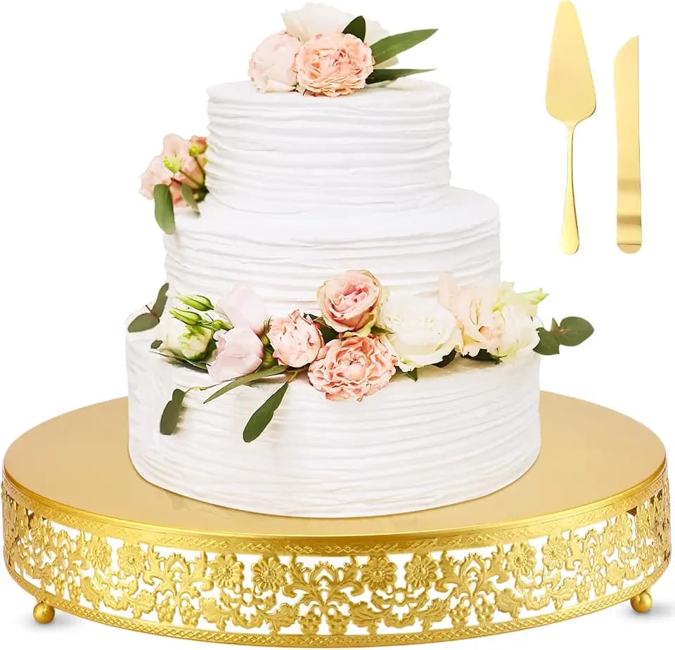 Wenqik 16 Inch Gold Cake Stand Set Metal Round Cupcake Dessert Stand