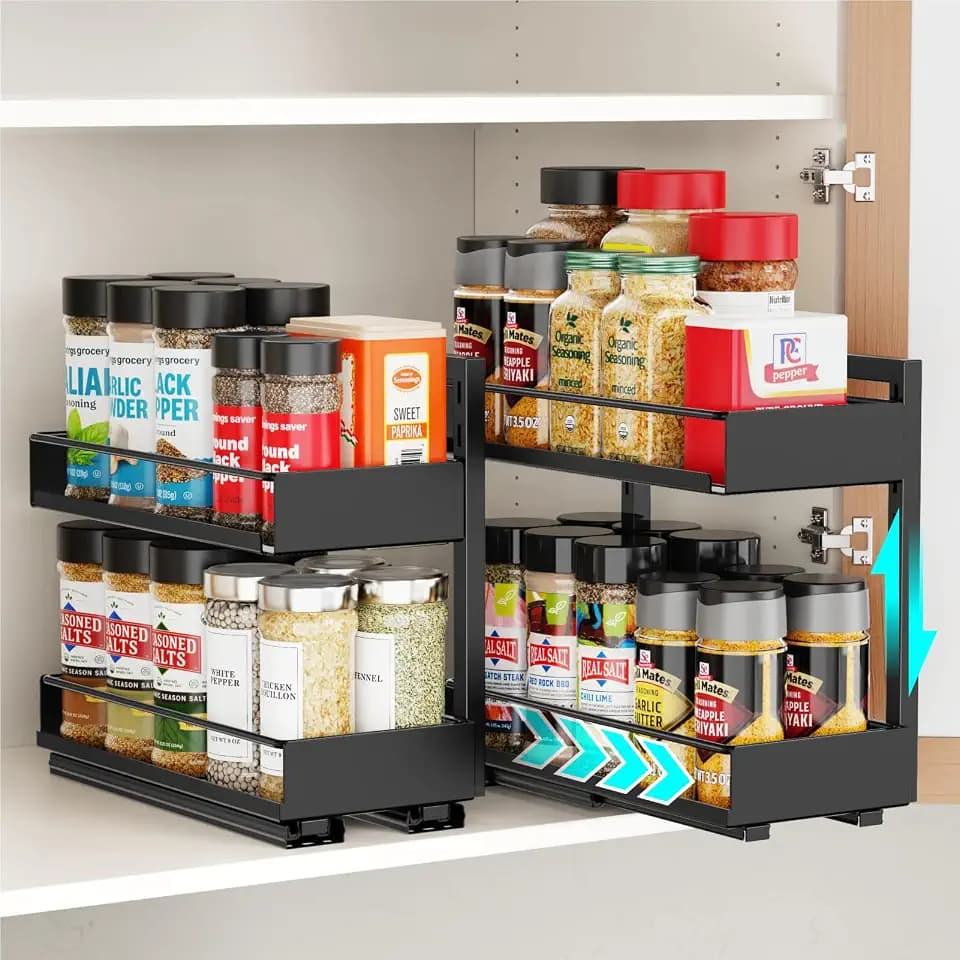 iSPELCE Spice Organization for Cabinet - Pull Out Spice Within Reach 2 Pack