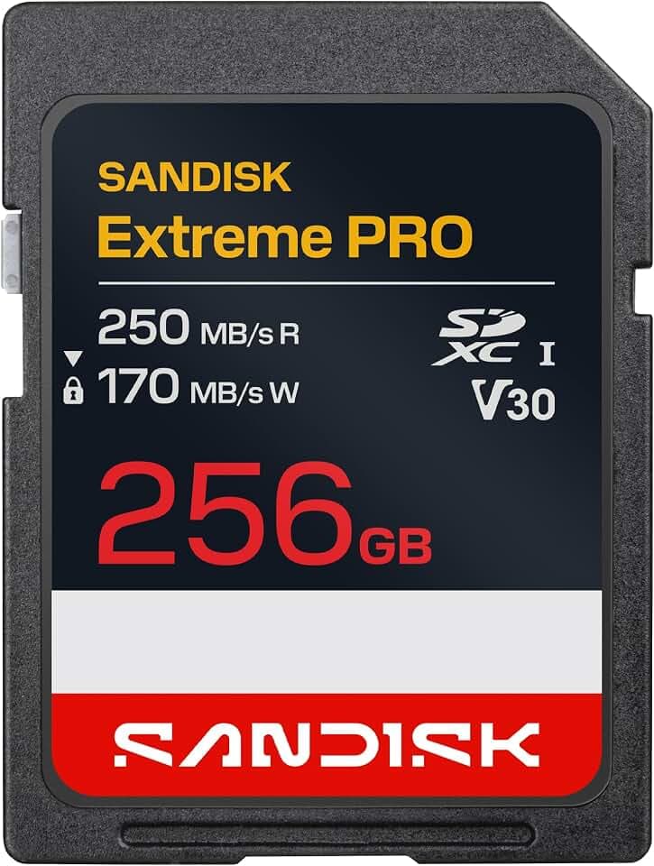 SANDISK Extreme PRO SD UHS-I-Karte 256 GB (bis zu 250 MB/s Lesegeschwindigkeit und 170 MB/s Schreibgeschwindigkeit, 4K UHD-Video, U3, V30) App