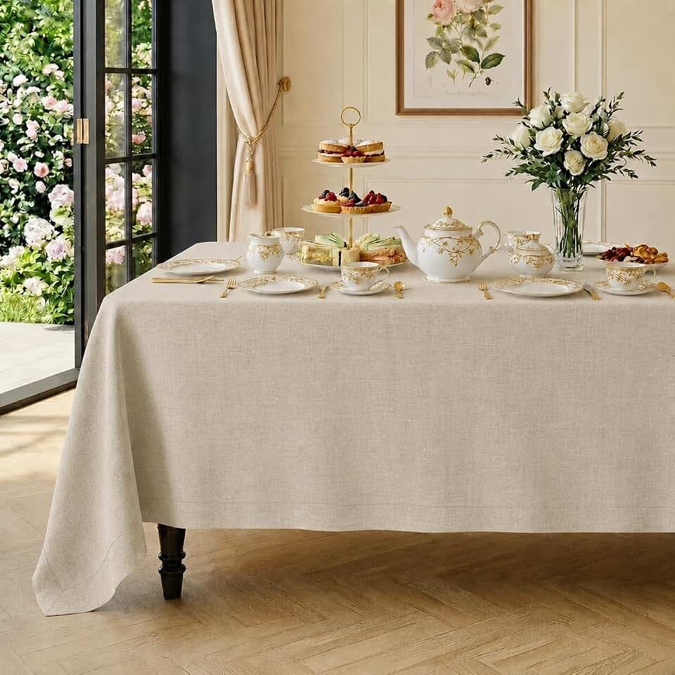 Classic Linen™ by D'Moksha, 100% Linen Natural Tablecloth 60 x 156 Inch