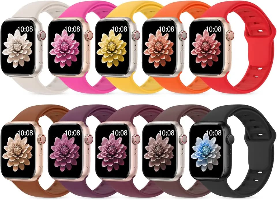 10 Pack Silicone Sport Bands Compatible with Apple Watch Band Women Men