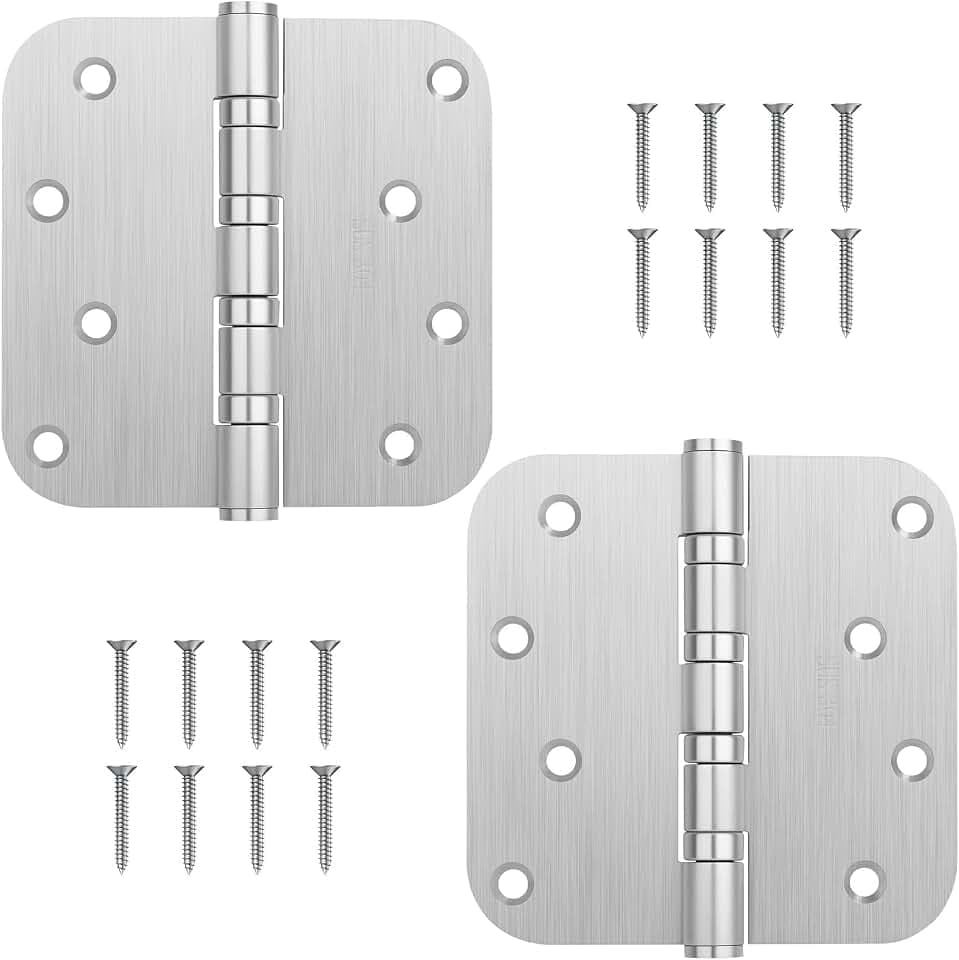 304 Stainless Steel Door Hinges 4x4 Inches with 5/8'' Radius Corner