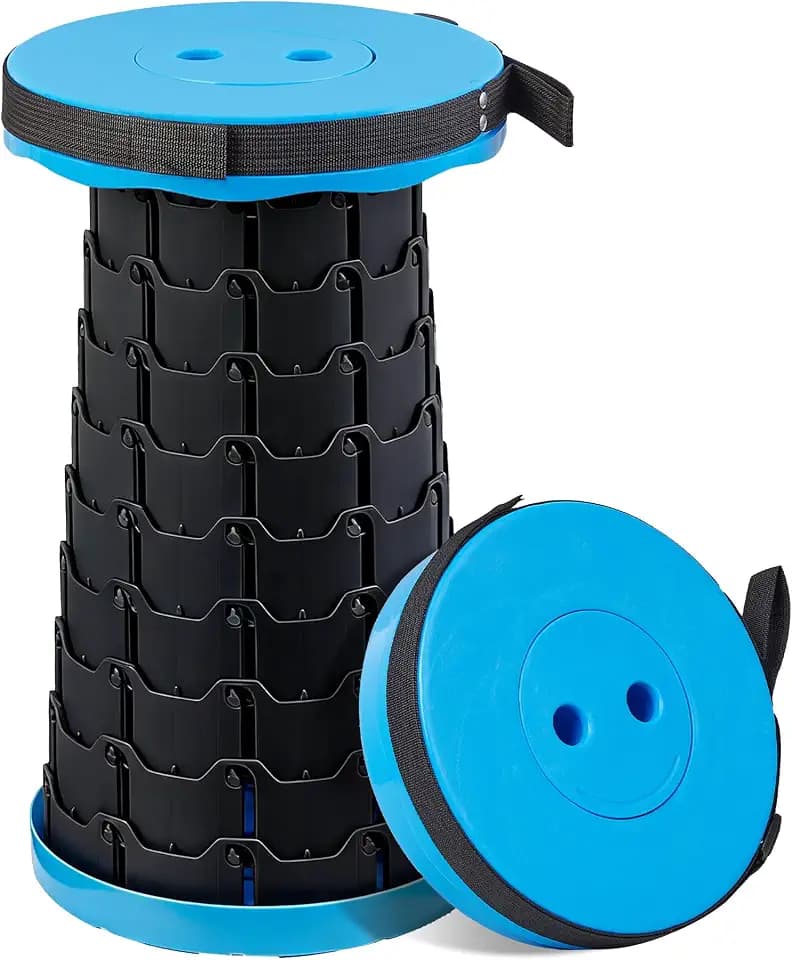 VECELO Telescoping Folding Stool, Upgraded Portable Collapsible Retractable Stool with Load Capacity 400lbs for Garden Fishing Camping Hiking BBQ, 1 PCS Blue