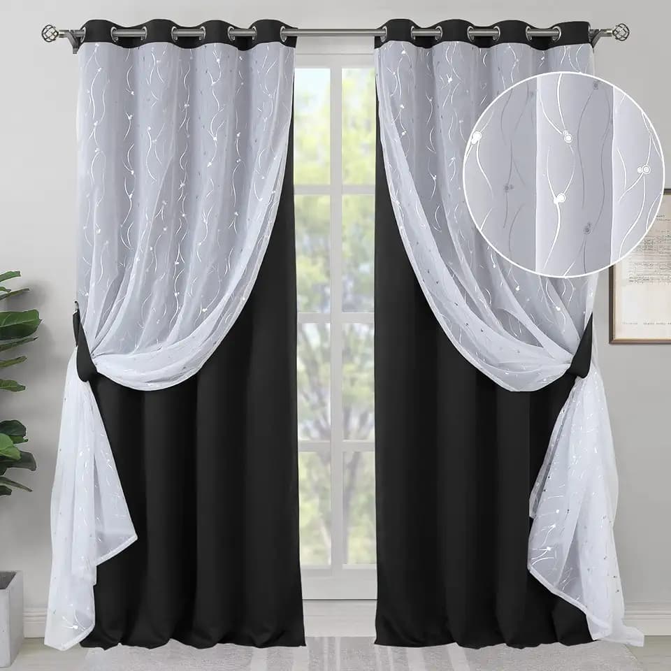 BGment Black Blackout Curtains for Living Room, 2 Panels, 52 x 84 Inch