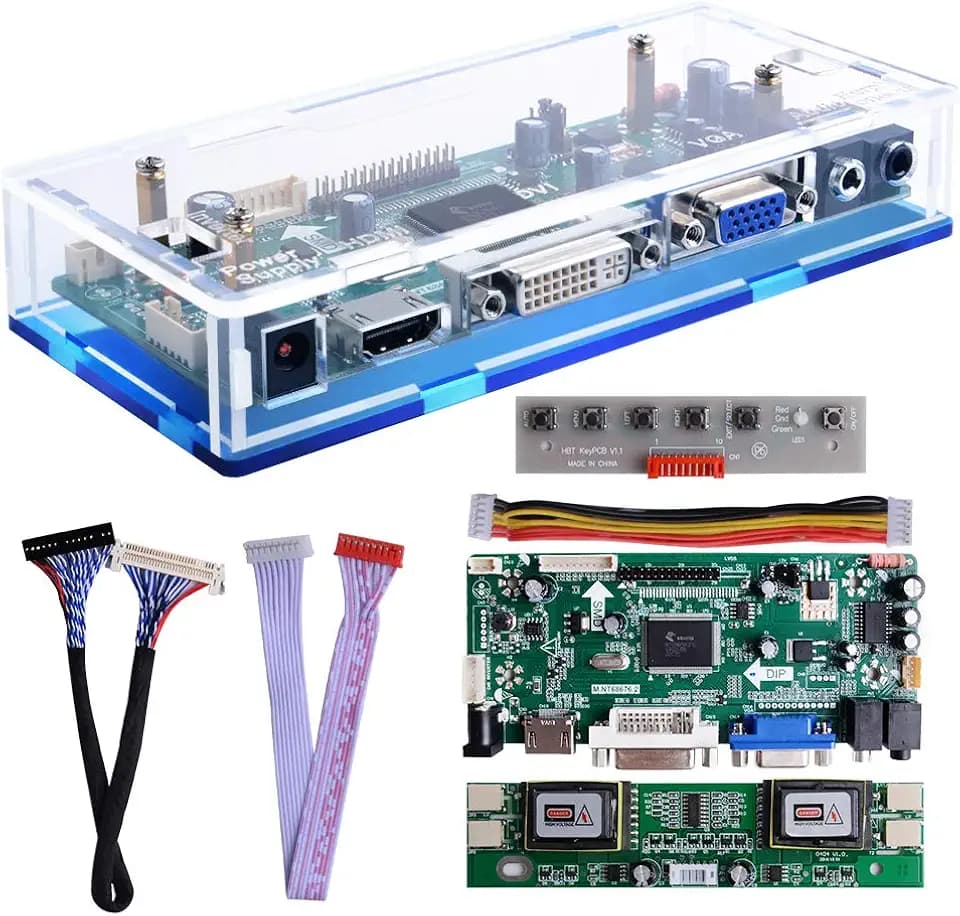 NT68676 HDMI VGA DVI Arcade Audio Input LCD Controller Treiberplatinen Kit mit Gehäuse Für HSD190MEN4 M170DE06 M170EG01 17 "19" 1280x1024 4CCFL 30 Pin LCD Panel, passend für Arcade1Up Monitor