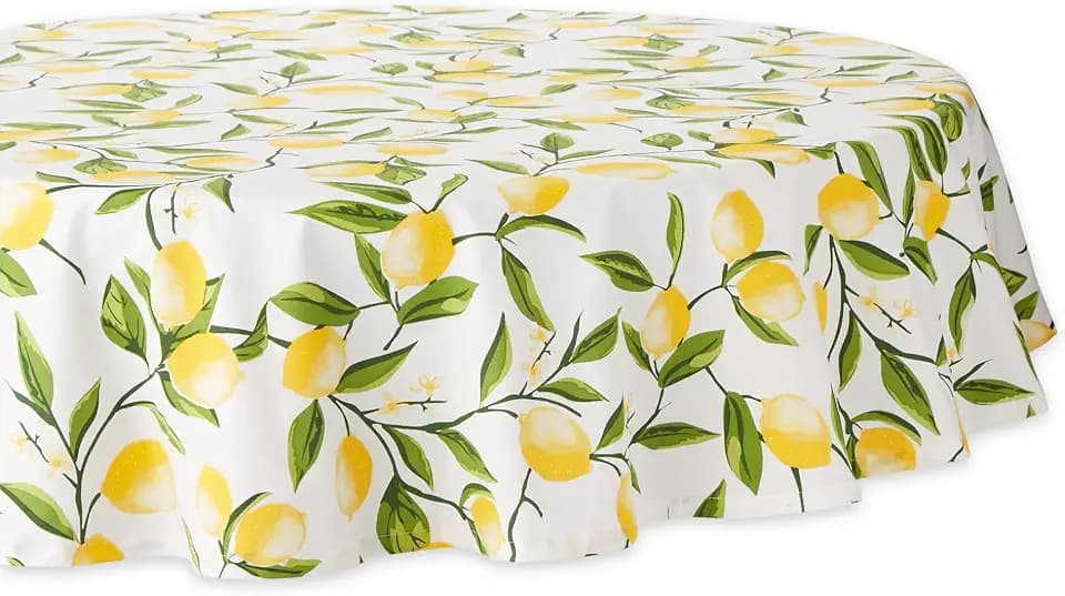 DII Lemon Bliss Tabletop Collection, Tablecloth, 70" Round