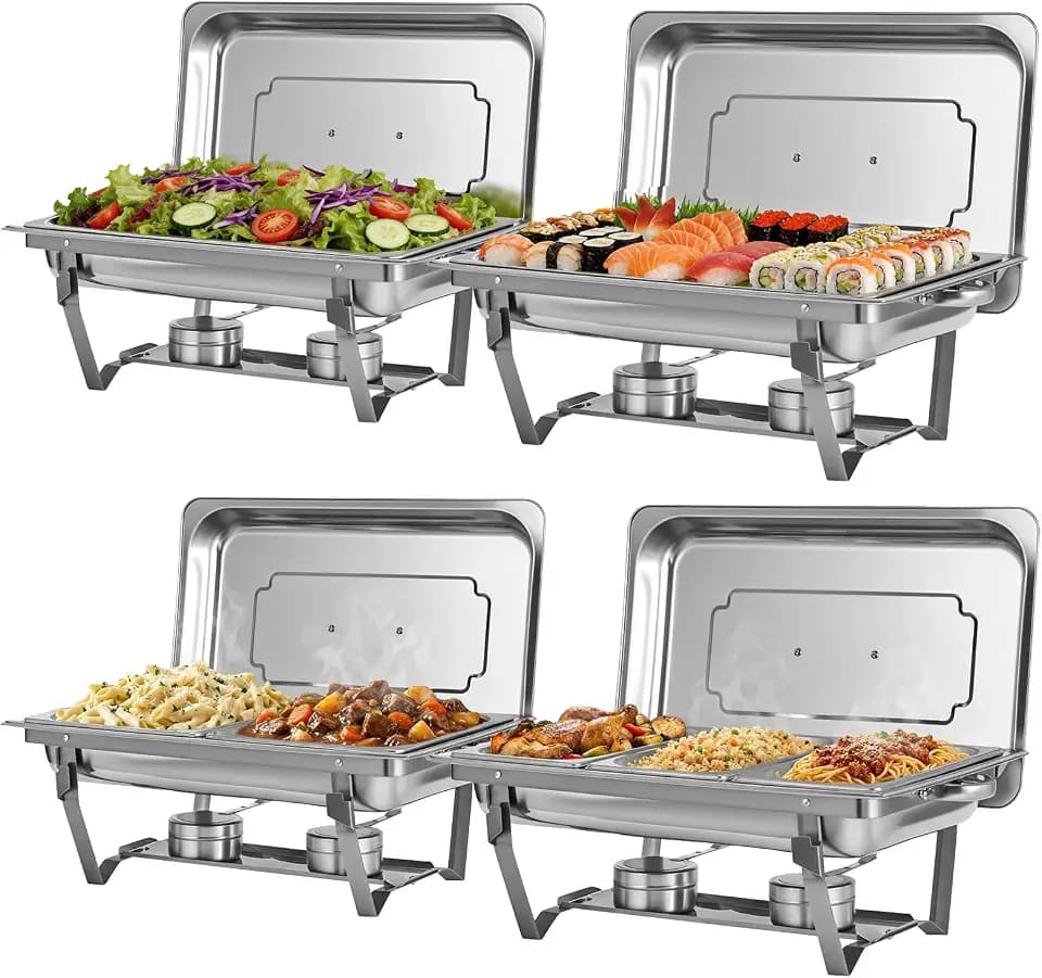 Chafing Dishes for Buffet Party 9QT 4 PCS 7 Pans Multi-Size Catering Chafer