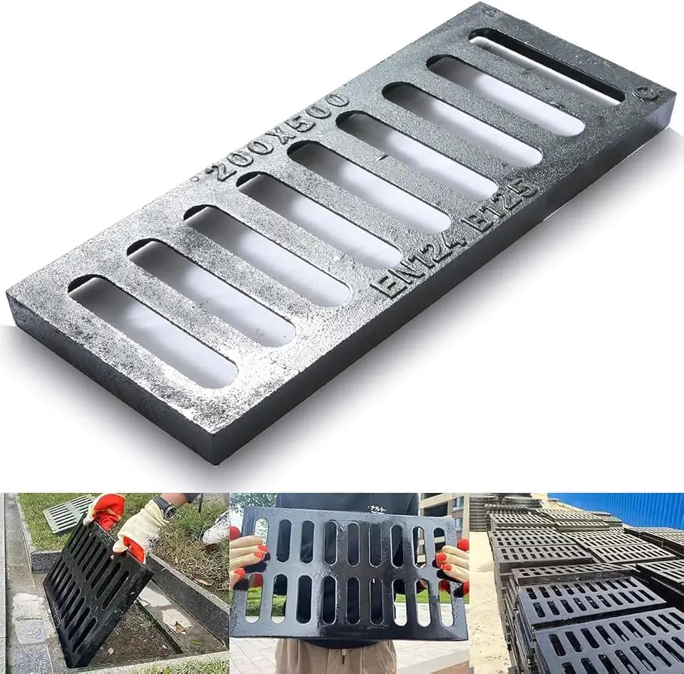 20x8 Cast Iron Drain Grate,B125 Outdoor Metal Grate for Storm Drain