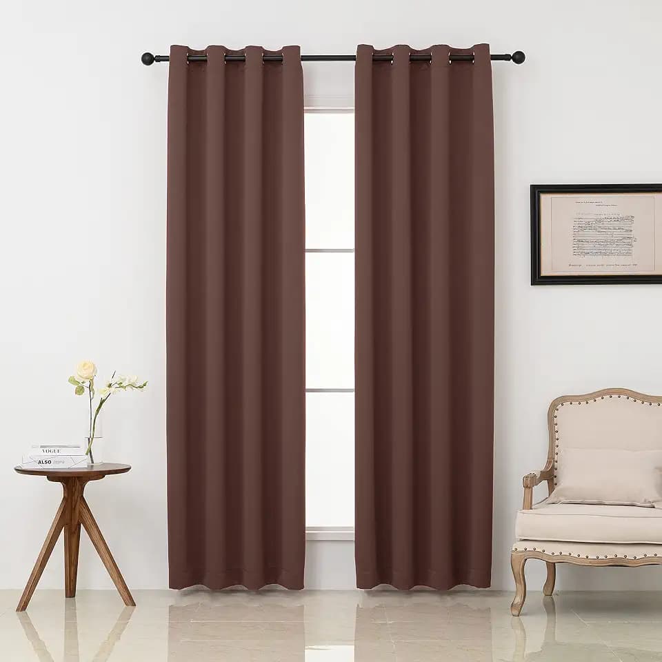 Pickluc Grommet Blackout Curtains 96 Inches Long 2 Panels, Light Blocking Window Drapes for Living Room, Thermal Insulated, Noise Reduction, Cappuccino Brown, 52" Wide x 96" Length