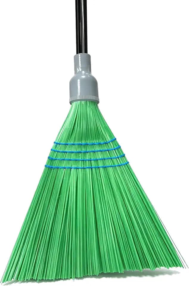 70.5" Heavy Duty Stiff Bristle Broom with EVA Foam Grip - Adjustable 4-Section Long Handle Broom for Yard Garage Patio Driveway Concrete Floor Outdoor Cleaning (Green)