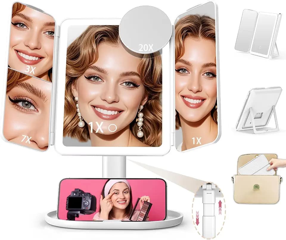 Mocado Makeup Mirror with Lights, 20X/7X/3X Magnifying Mirror with Light