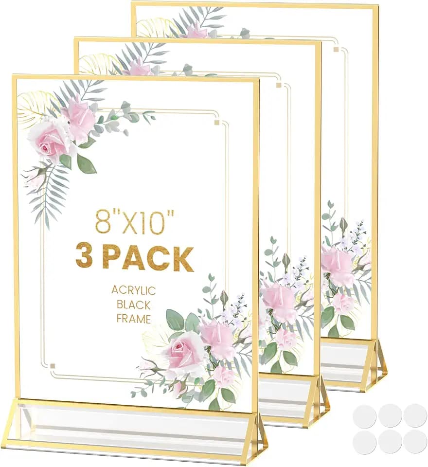 Gold Frames 8X10 Double-Sided Picture Frames Acrylic Sign Holder