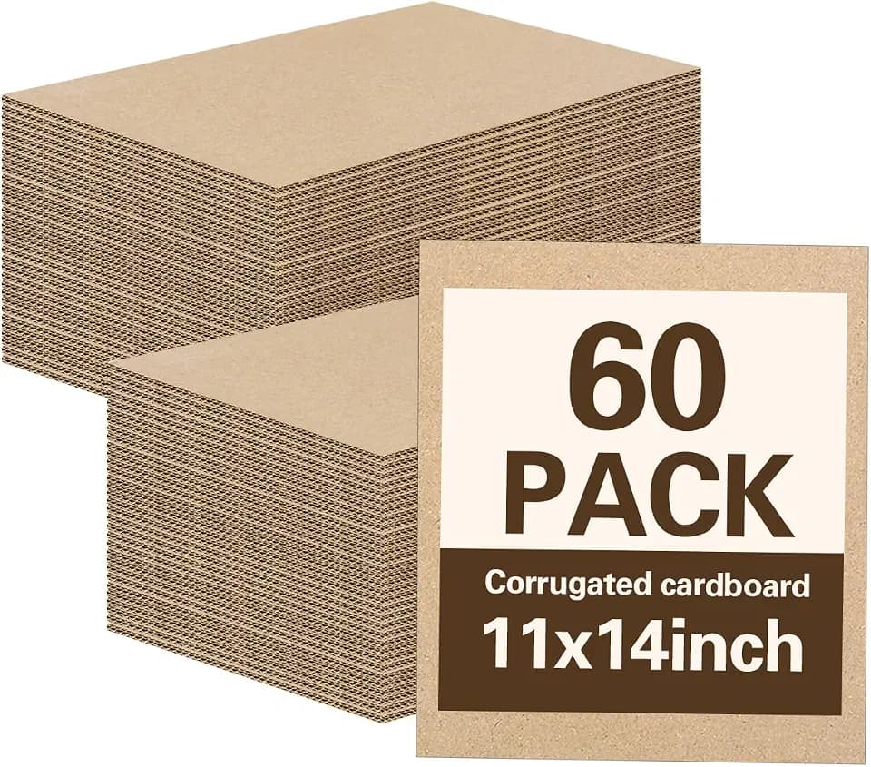 60 Pack Corrugated Cardboard Sheets 11 x 14 Inch, Kraft Cardboard Sheets for Crafts, DIY Projects, Art Supplies, Packaging Inserts and Printing
