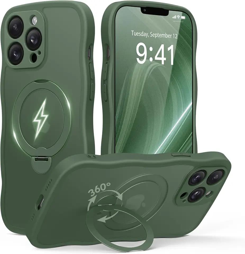 GolbinBox for iPhone 13 Pro Case with 360° Spin Magnetic Stand, Green