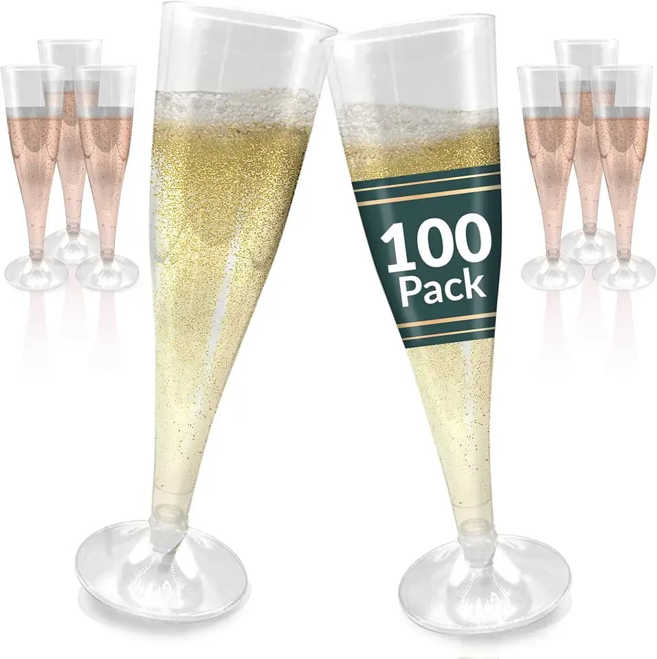 Reli. Champagne Flutes Plastic | 100 Pack | 4.5 oz - Clear | Premium Flutes