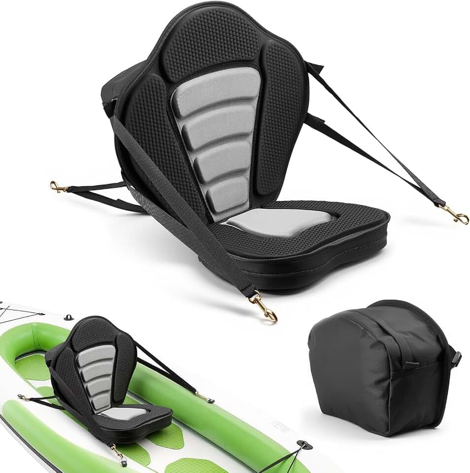 VEVOR Kayak Seat, Universal Paddle Board Seat with Adjustable Back Support, Multiple Thickness Options (0.5” to 2.6”), Soft Padded Cushion & Storage Bag for SUP, Canoe, Fishing Boat, Inflatable Kayak