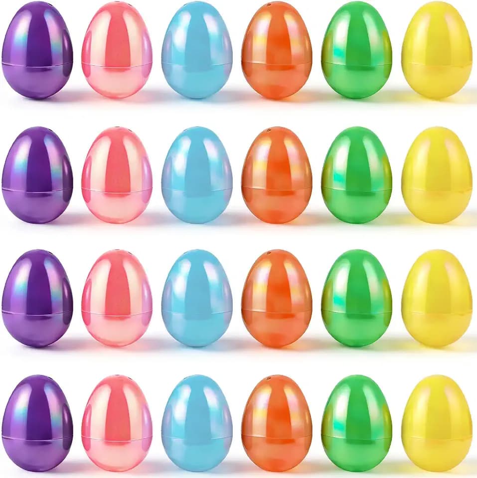 MGparty 72 Pcs 2.3" Fillable Easter Eggs Bulk, Iridescent Plastic Easter Eggs Empty for Easter Egg Hunt, Basket Stuffers, Party Favors, Classroom Prizes and Decorations