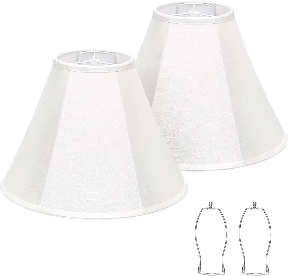 White Lamp Shades Set of 2, 6"Top x 13"Bottom x 10"High, Bell Lamp Shade