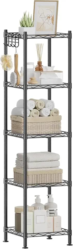 SONGMICS 5-Tier Bathroom Shelf, Storage Rack for Small Space