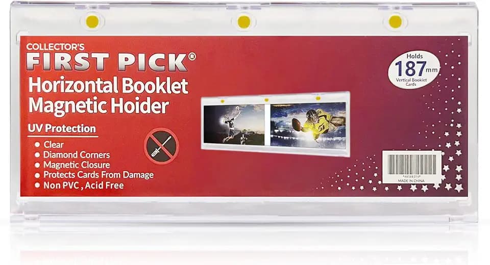 187mm Horizontal Booklet Magnetic Card Holder - 187mm PVC FREE - UV Protection - Great Fit For National Treasures, Flawless, Playbook Cards and More…