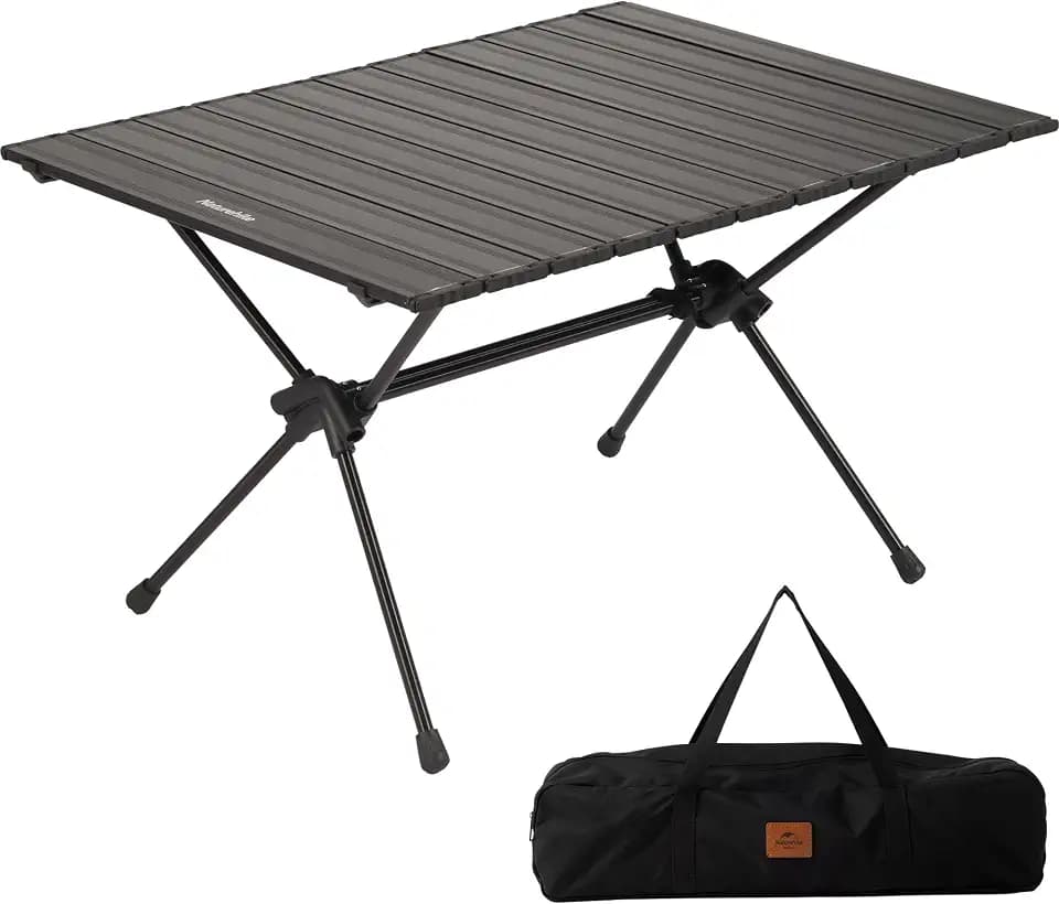Naturehike FT11 Height Adjustable Camping Table, Ultralight Aluminum Roll Up Table with Carry Bag, Portable Backpacking Camp Table for Hiking Picnic Fishing Beach