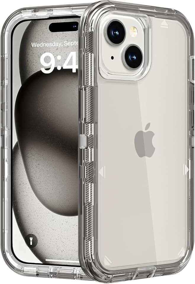 Follaroma for iPhone 15 Plus Case, Shockproof, Crystal Gray