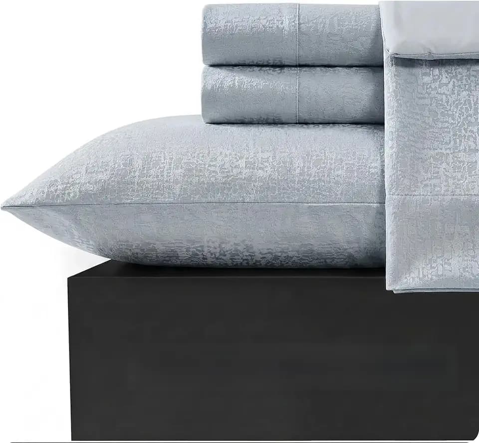 Tahari Home Sterling Jacquard 5-Piece Comforter Set, King, Ice Blue