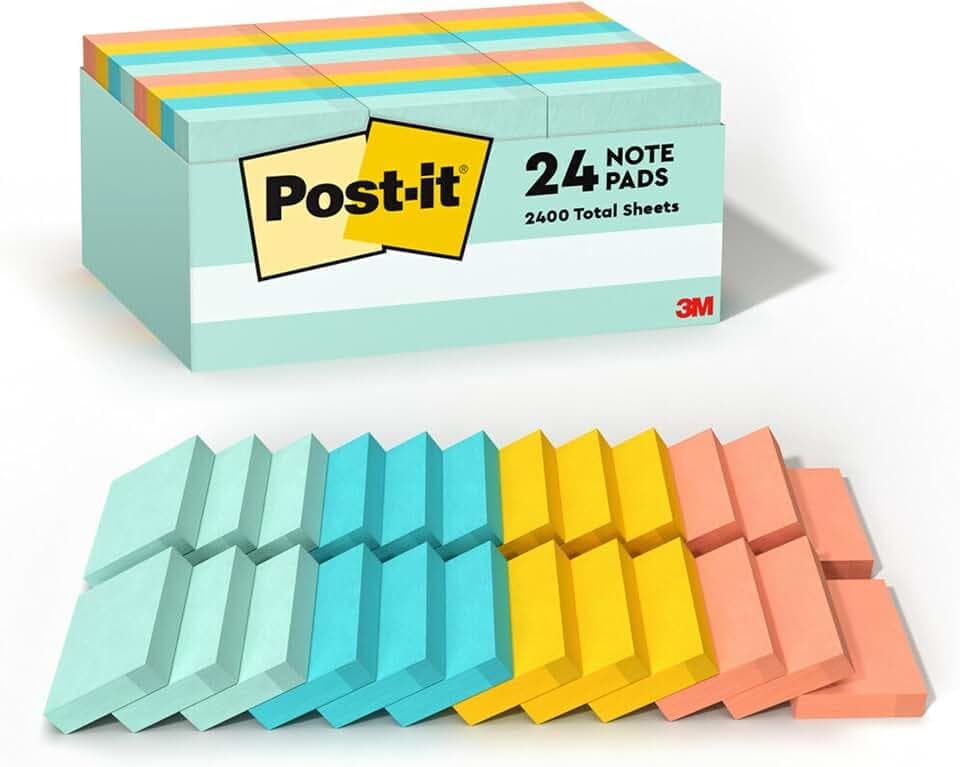 Post-it Notes, 1.38 x 1.88 in, Beachside Café Collection, 24 Pads