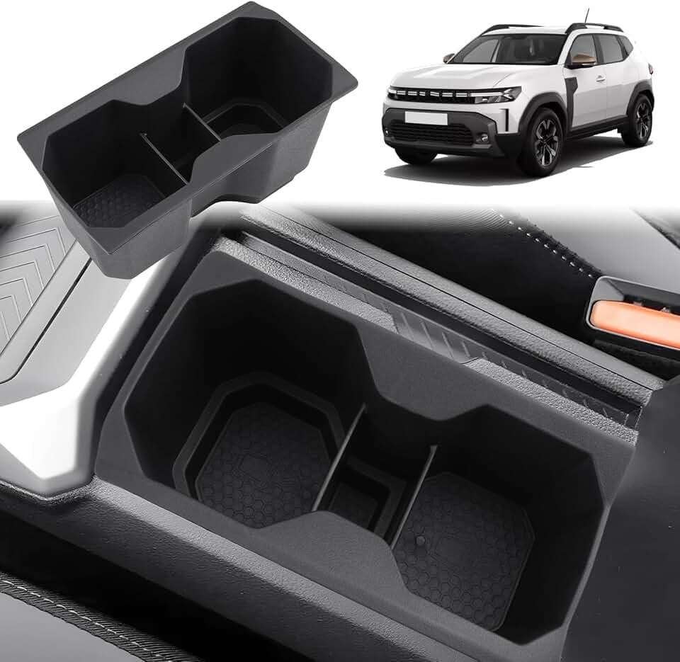 GAFAT Dacia Duster 3 2026 2025 2024/ Dacia Bigster Getränkehalter-Schutzhülle, TPE-Weichgummi Mittelkonsole Becherhalter OEM Original Mit Ablage, Anti-Rutsch, Stoßfest, 2025 Dacia Duster 3 Zubehör
