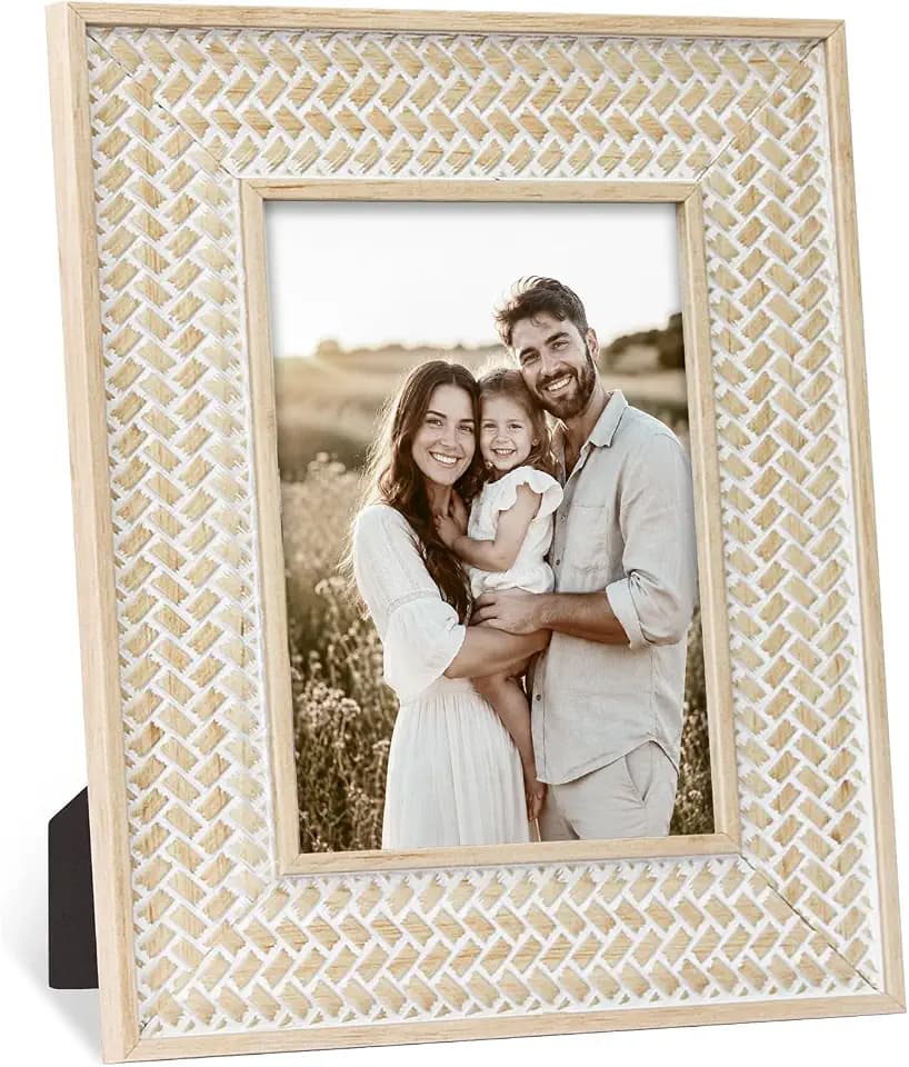 Boho 5x7 Picture Frame Woven Rattan Photo Frame