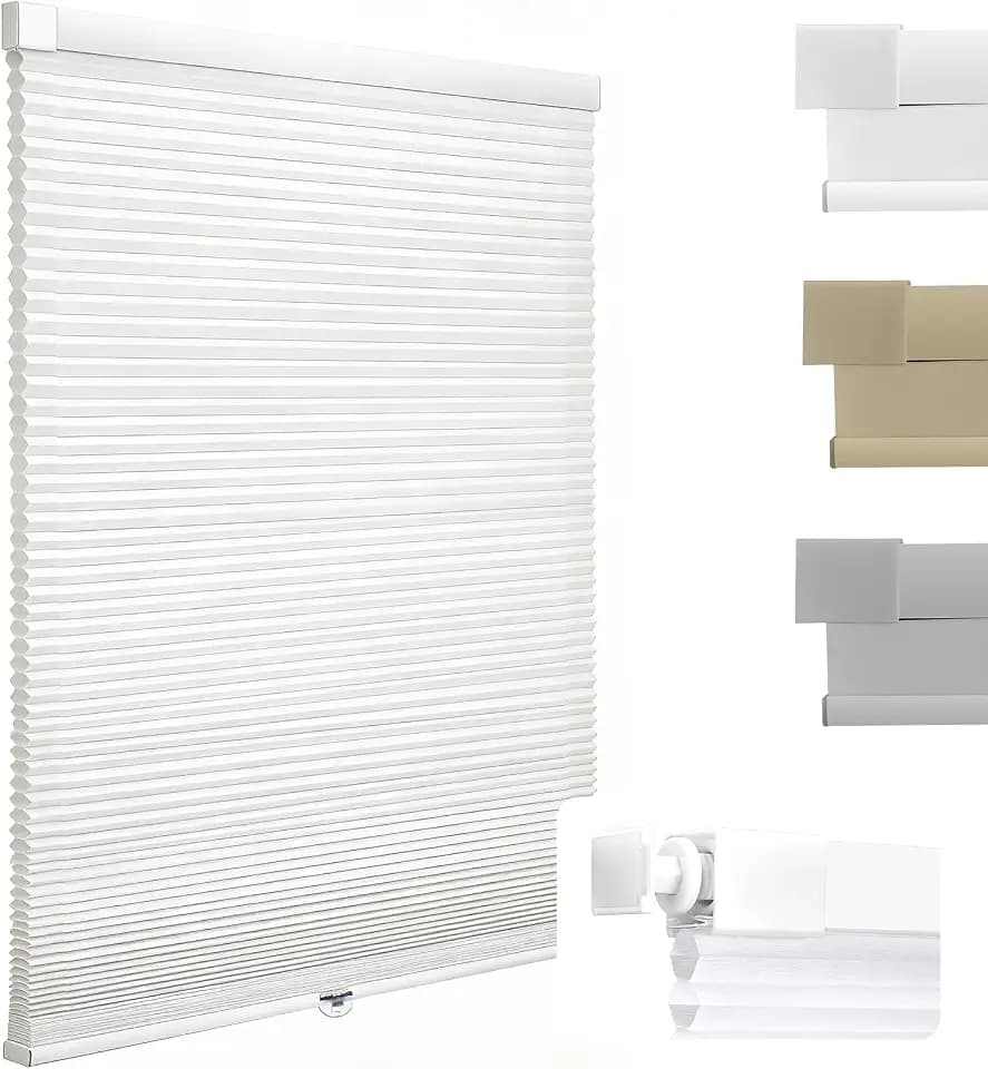 No Drill Cellular Shades Light Filtering Honeycomb Blinds 22Wx48H White