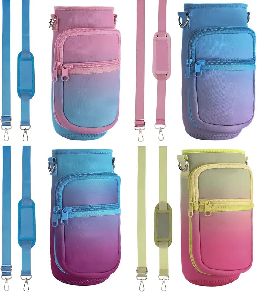 4Pcs 32oz Water Bottle Holder Strap Water Bottle Strap Bag with Phone Holder Crossbody Cup Sling Sleeve Tumbler Accessories for Walking Hiking Camping Travel