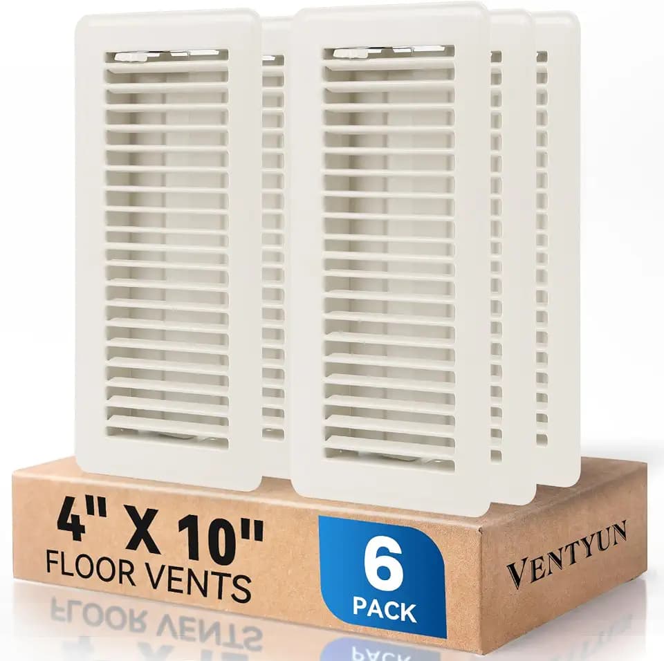 4" x 10" Floor Register Vent Covers 6-Pack, Cream White