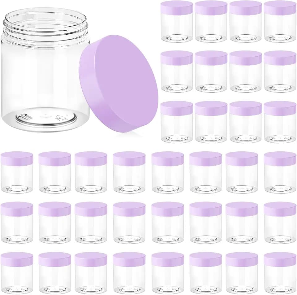 Eternal Moment 36 Pack 8 OZ Plastic Jars Clear Cosmetic Container with Lids