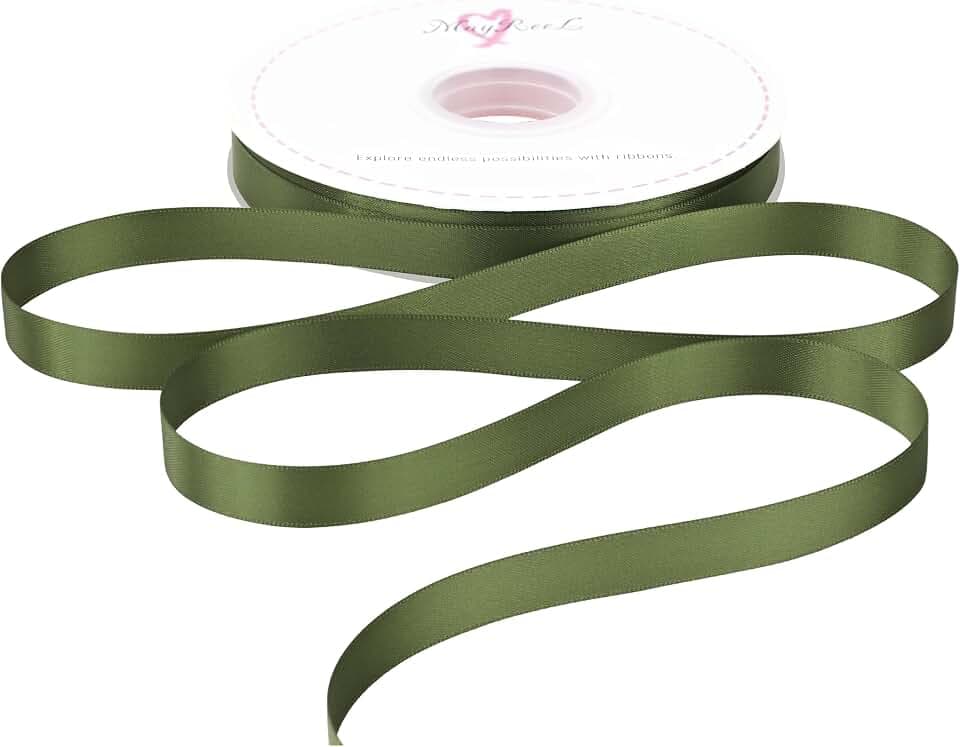 MAYREEL 1/2 inch Moss Green Double Faced Satin Ribbon 50 Yards