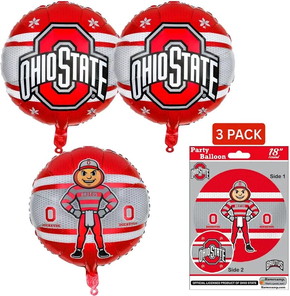 Ohio State Buckeyes Balloons-3 Pack-Mylar Party Decor-Havercamp