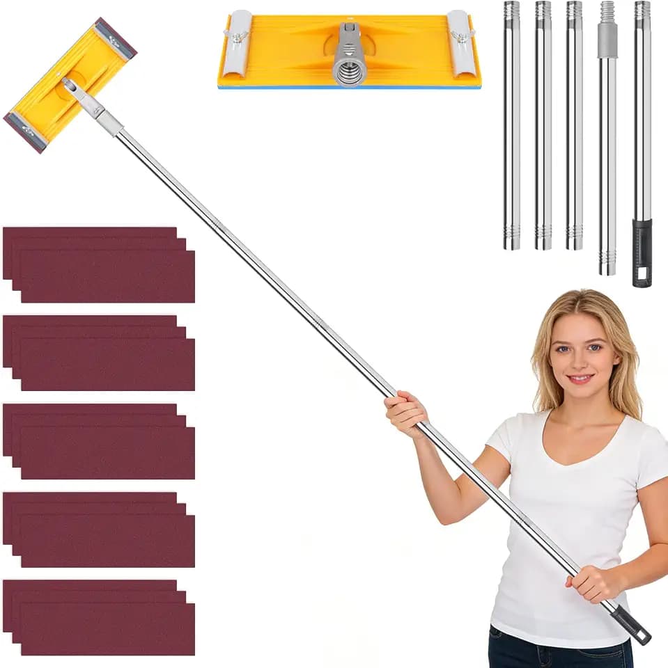 Pole Sander For Drywall, Hand Sander with Extension Pole, 15 Sanding Sheets