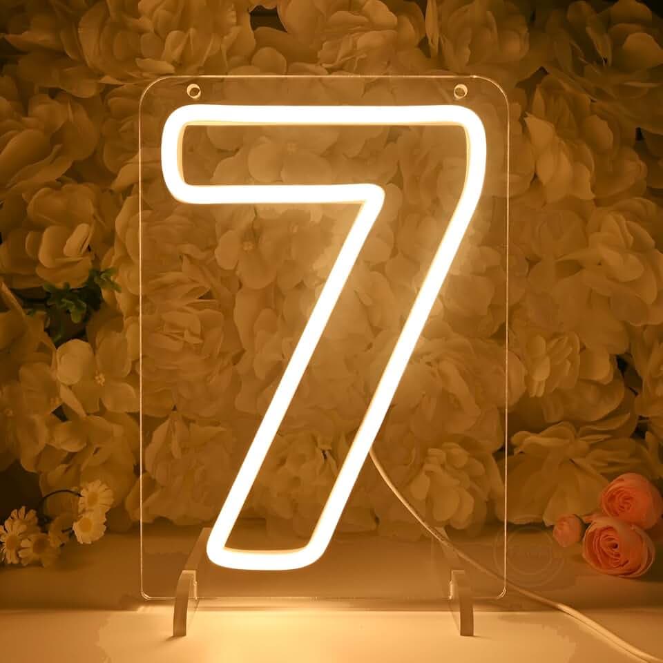 Planzo 7 Seven Led Neon Sign Light 7th Seven Years Old Birthday Wall Decor