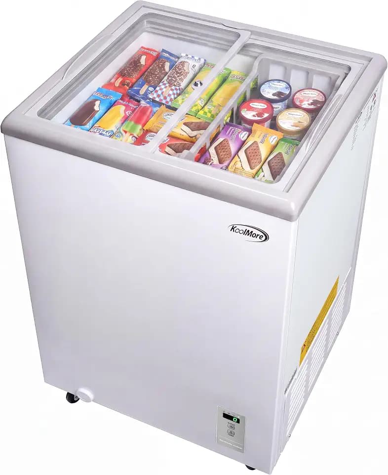 KoolMore 22 in. Commercial Flat Top Ice Cream Display Freezer, NSF Listed, 3.4 Cu. Ft. in White