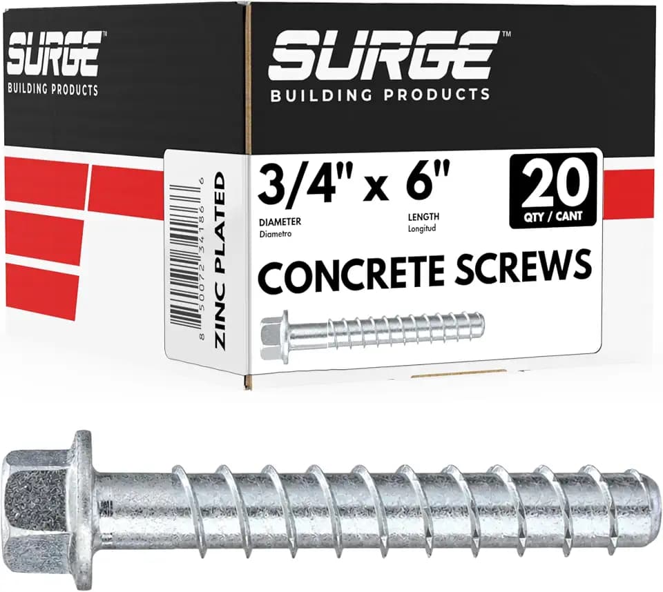 3/4" x 6" Zinc Plated Hex Large Diameter Concrete Anchor Lag (Box of 20)