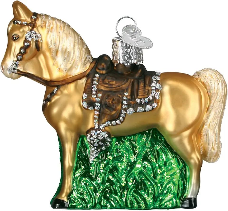 Old World Christmas Ornaments: Selection of Horses Glass Blown Ornaments for Christmas Tree, Western, 12176 3inch x 3. 5inch x 1inch