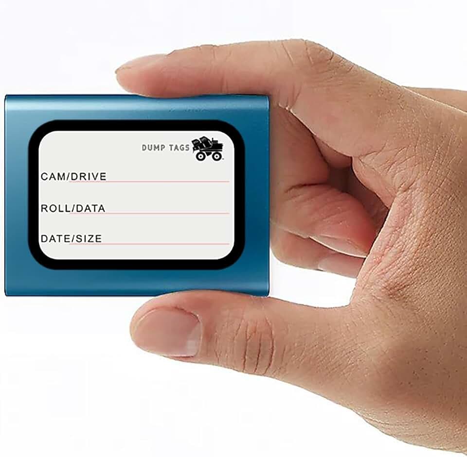 Dump Tags - 50 Removable Labels for SSD's and External Hard Drives *Includes Media Card Storage Case