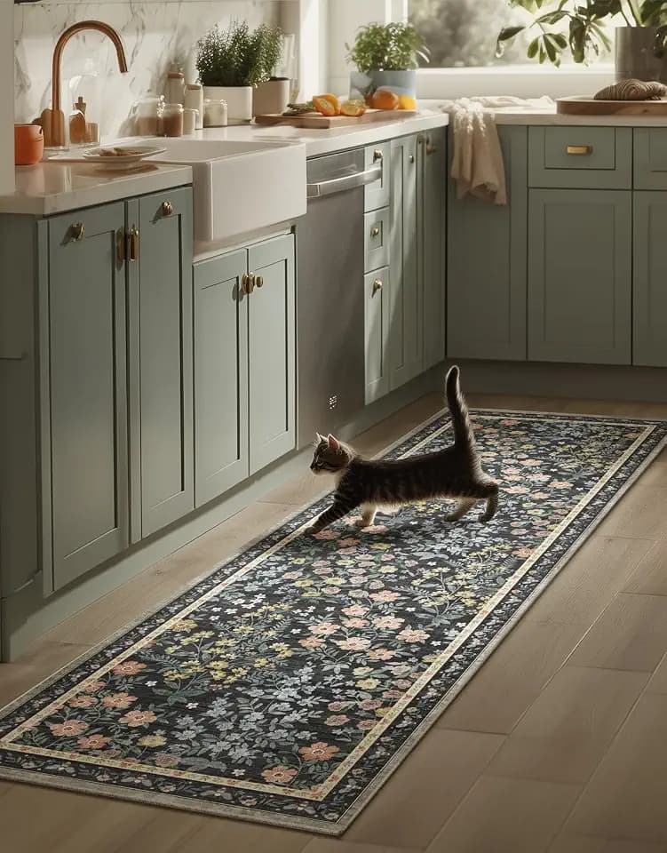 Washable Kitchen Rug Runners for Hallways: 2'x6' Entryway Rug with Non Slip Backing Low Pile Soft Indoor Floor Carpet Runner for Kitchen Laundry Room Entry Bedroom Hallway