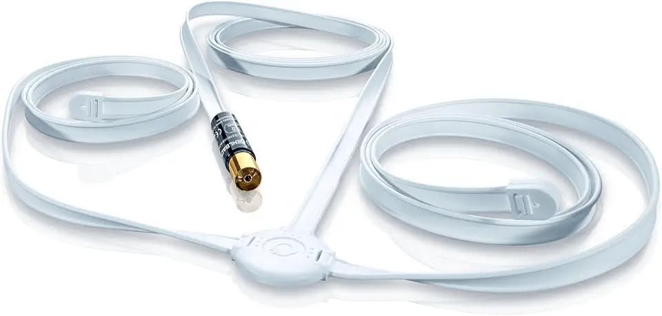 Oehlbach FM Wire - Passive FM Wurfantenne für UKW/FM Radioempfang - 75 Ohm - Zimmerantenne mit Flexibler Nutzung & Wandmontage - weiß