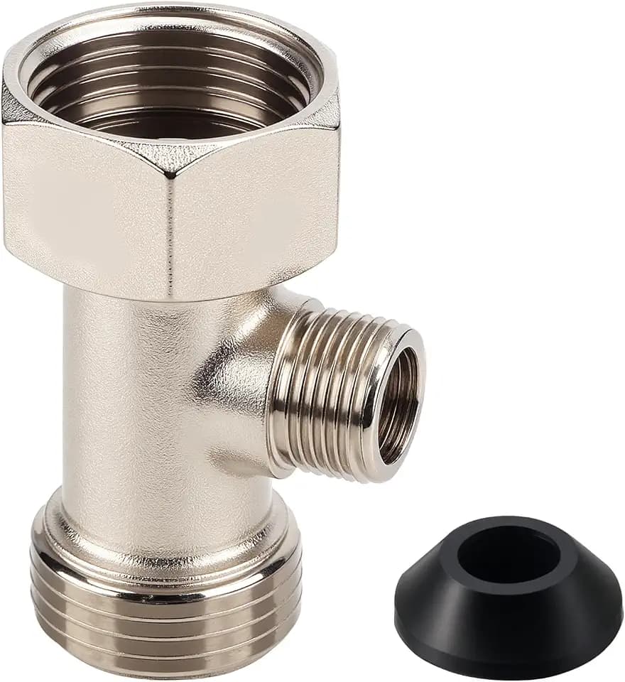 7/8"x7/8"x3/8" 3-Way T Valve Connector with Washer Universal Metal Adapter