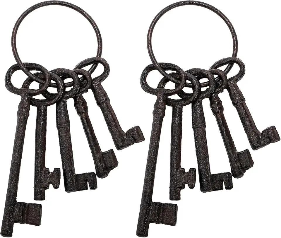 10 Pieces Cast Iron Key, 8 Inch Large Skeleton Key Hook
