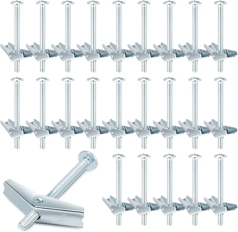 Yaocom 100 Pcs 1/4" X 3" Toggle Bolts and Wing Nut Wall Anchor for Drywall