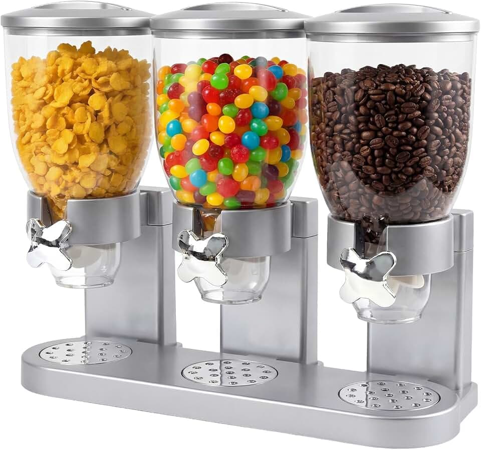 Triple Cereal Dispenser, 3 Pack 2L Large Cereal Containers Storage