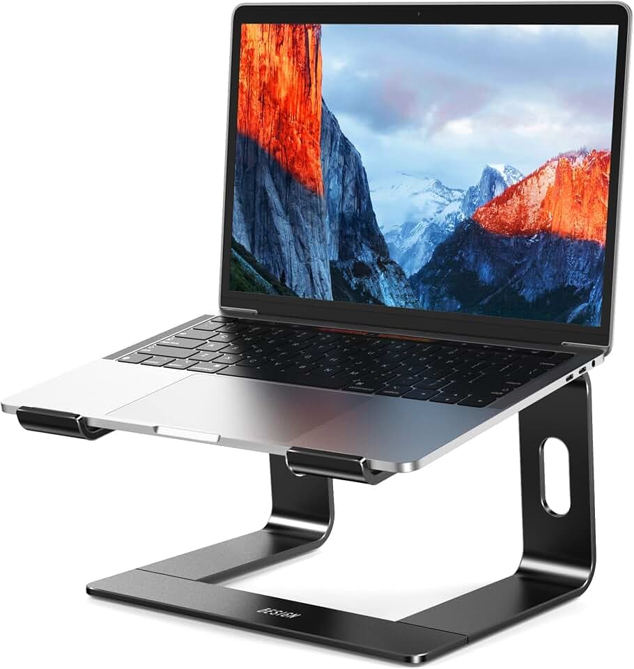 BESIGN LS03 Laptop ständer aus Aluminium, ergonomischer Notebook-Ständer, Laptop ständer kompatibel mit 10-15,6" Laptops (Schwarz)